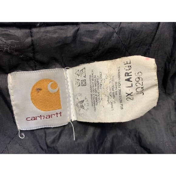 Carhartt JQ296 Canvas Quilt Lined Jacket Men's 2XL Blue Green Vintage 90’s Chore - Picture 8 of 12
